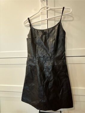 Black Faux Leather Slip Dress - Sleek Women's Dress
